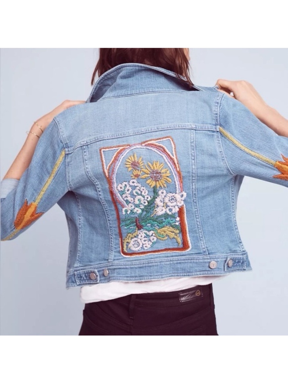 Pilcro and the Letterpress Light Embroidered Denim Jacket
